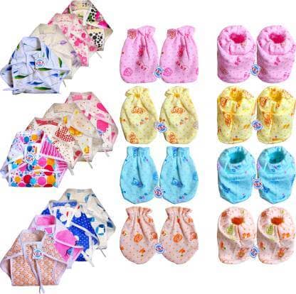 Pairs of Cotton Mittens And Small Bibs